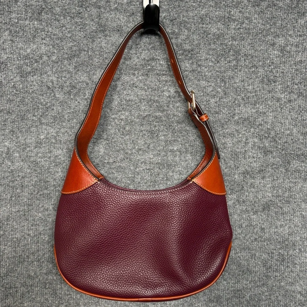 Dooney & Bourke Hobo Shoulder Bag Red Wine Pebble Leather Adjustable Strap